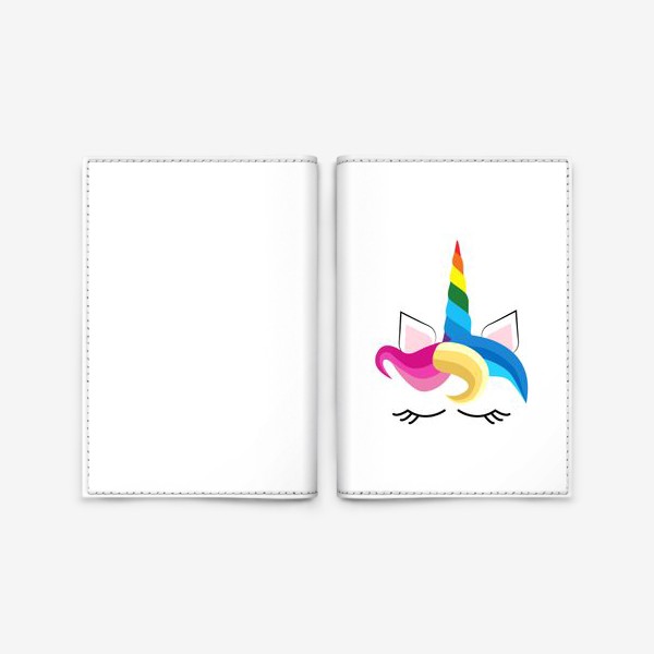 Обложка для паспорта «Мордочка единорога с закрытыми глазками»
