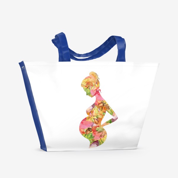 Пляжная сумка «Беременность, девушка, осень,силуэт»