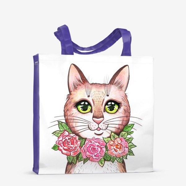 Сумка-шоппер «Кошка и розы»