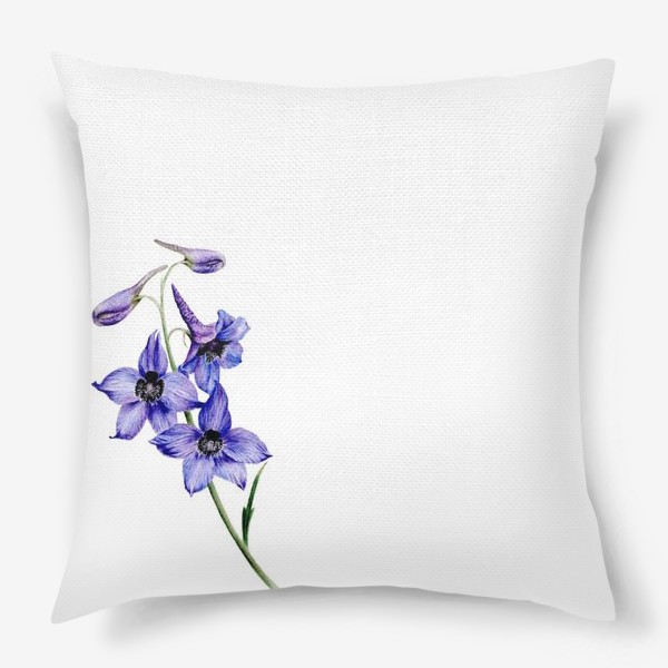 Подушка «Фиолетовые цветы ботаническая иллюстрация»