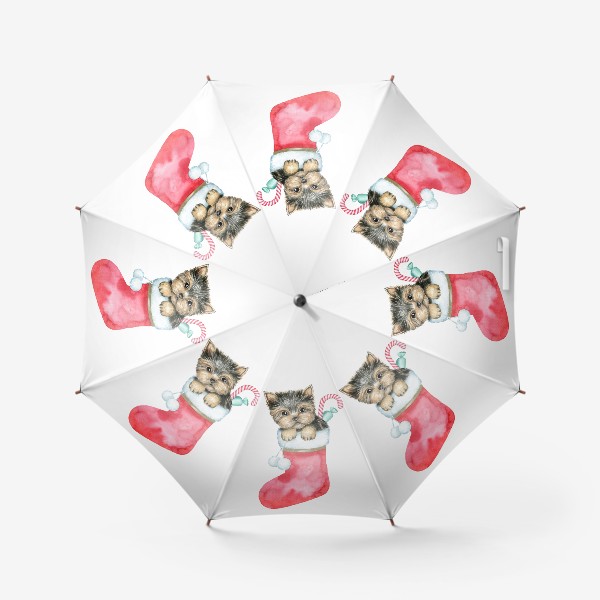 Зонт «Щенок в носке, рождественский подарок, щенок и Рождество»