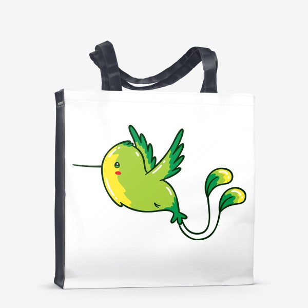 Сумка-шоппер «Кавайная Зеленая Птичка Колибри #1»
