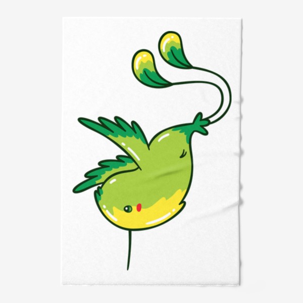 Полотенце «Кавайная Зеленая Птичка Колибри #1»