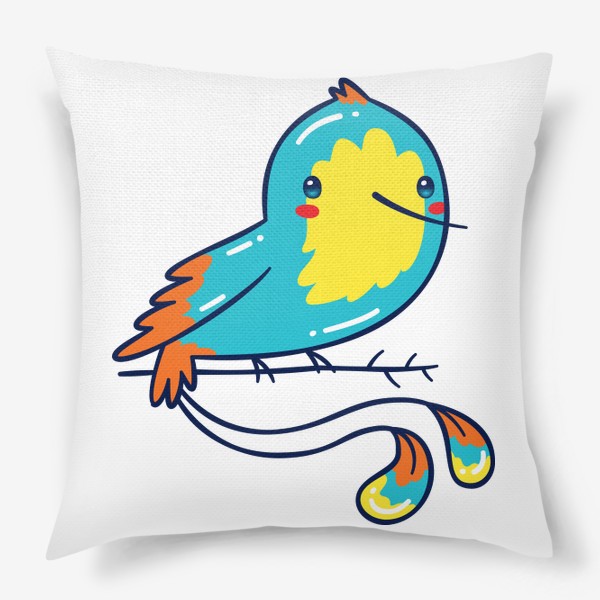 Подушка «Кавайная Голубая Птичка Колибри»