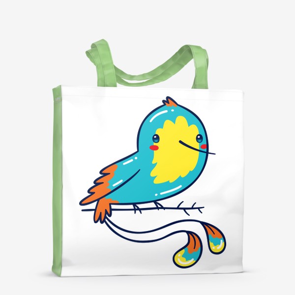 Сумка-шоппер «Кавайная Голубая Птичка Колибри»