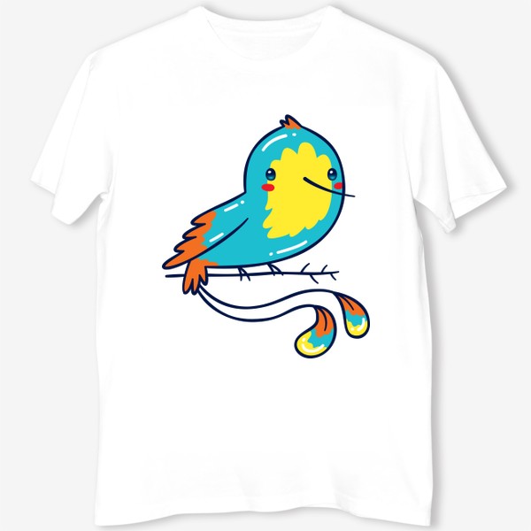 Футболка «Кавайная Голубая Птичка Колибри»