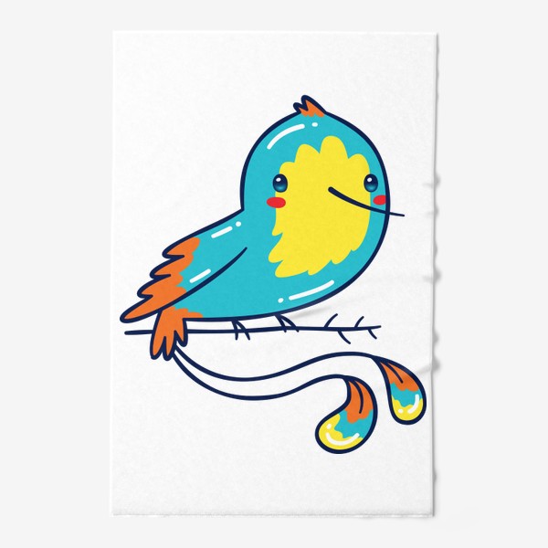 Полотенце «Кавайная Голубая Птичка Колибри»