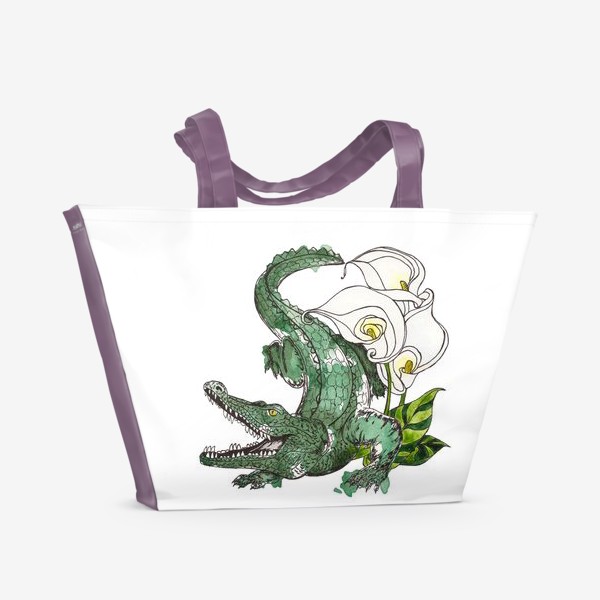 Пляжная сумка «Крокодил в цветах»