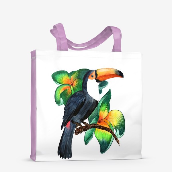 Сумка-шоппер «Тукан с тропическими цветами»