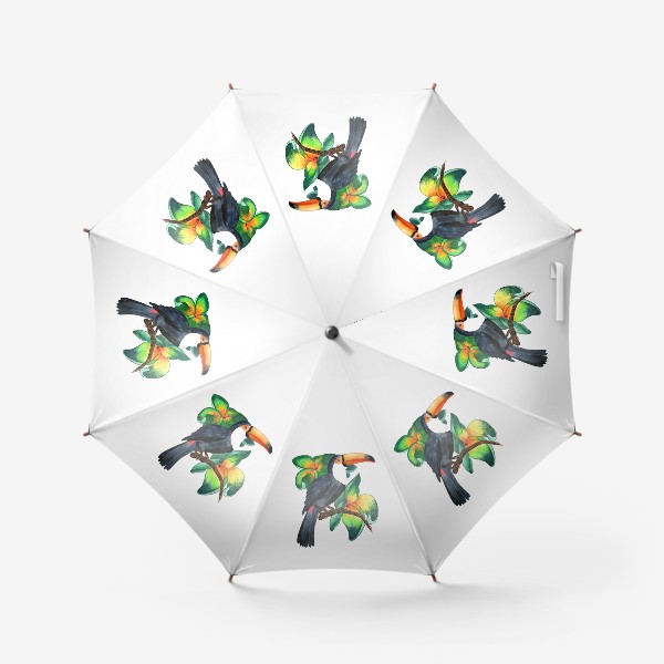 Зонт «Тукан с тропическими цветами»