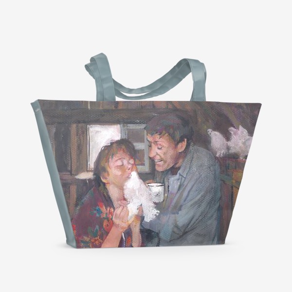 Пляжная сумка «Любовь и голуби.»