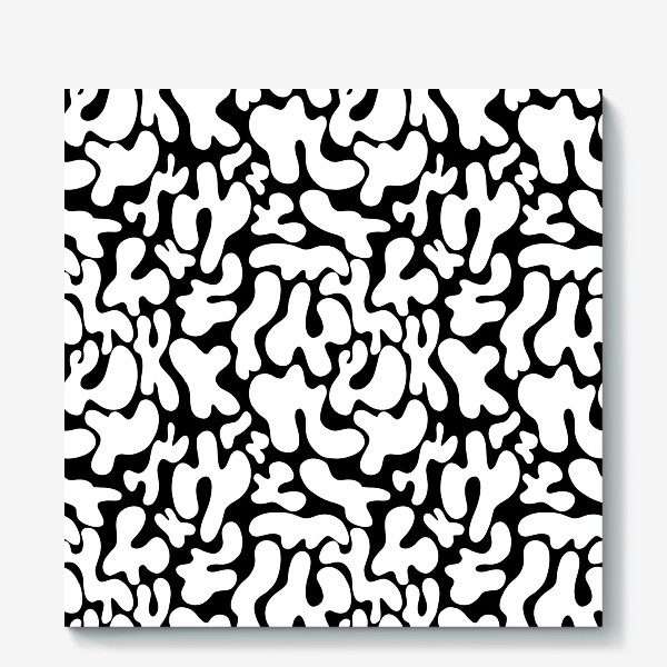 Холст «Абстрактный черно-белый узор из пятен и форм»