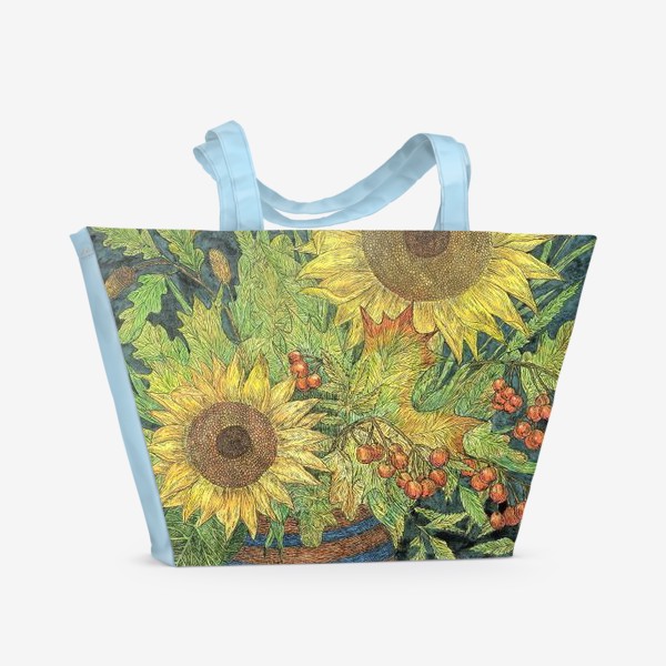Пляжная сумка «Осенний букет подсолнухов»