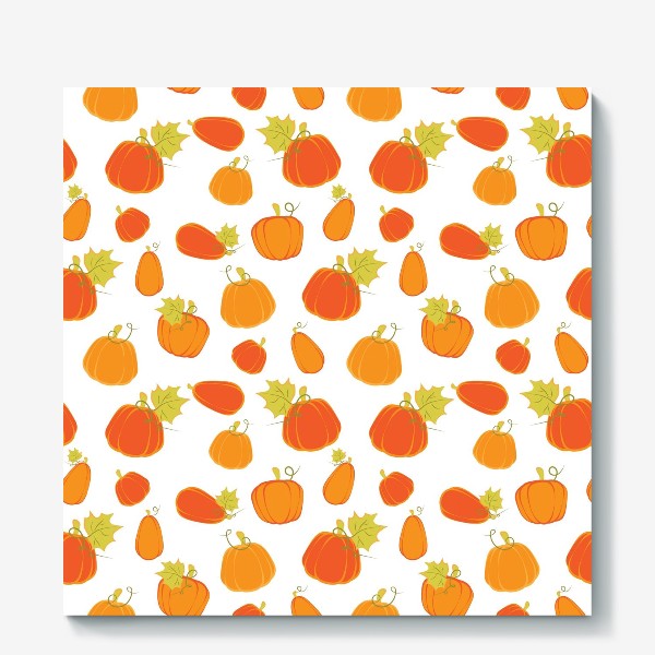 Холст «Оранжевые тыквы на белом фоне»