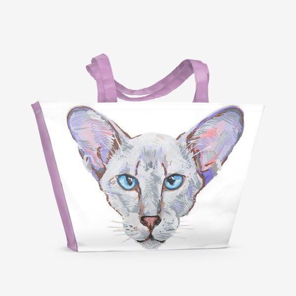 Пляжная сумка «Котик фиолетовый ух»
