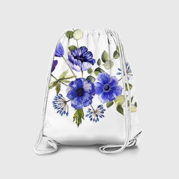 Рюкзак «Акварельные синие анемоны»