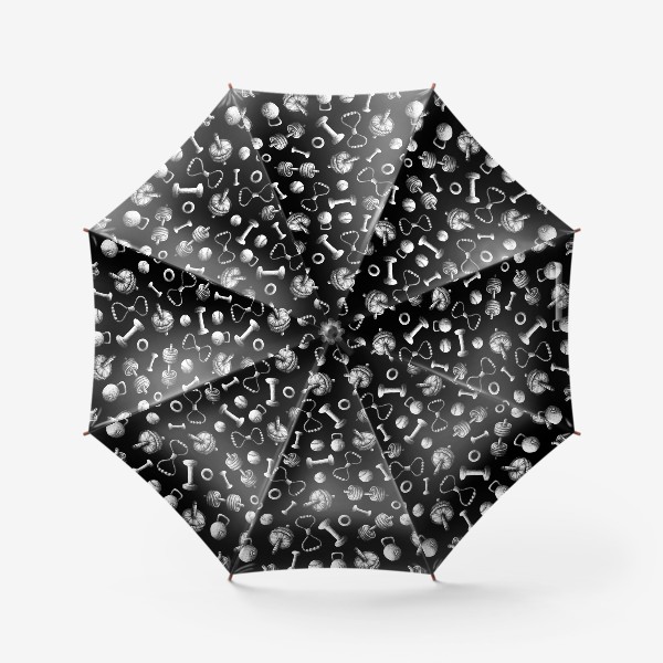 Зонт «Спортивный инвентарь на черном»