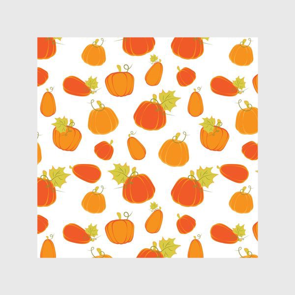 Шторы «Оранжевые тыквы на белом фоне»