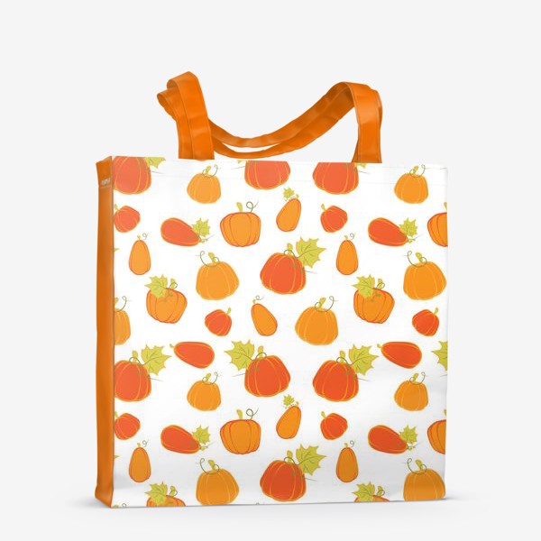 Сумка-шоппер «Оранжевые тыквы на белом фоне»