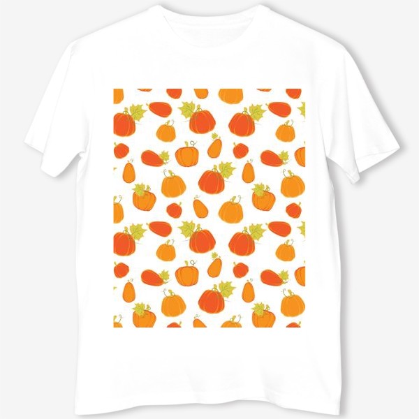 Футболка &laquo;Оранжевые тыквы на белом фоне&raquo;
