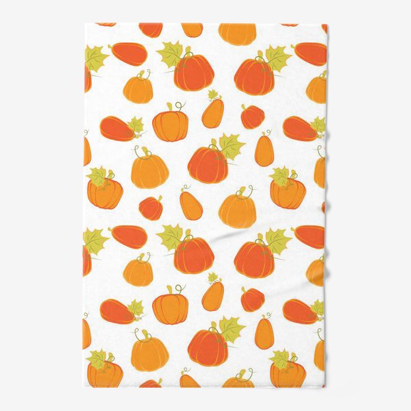 Полотенце «Оранжевые тыквы на белом фоне»