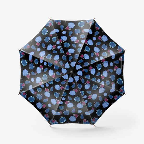 Зонт «Тыквы синие и голубые на черном фоне»