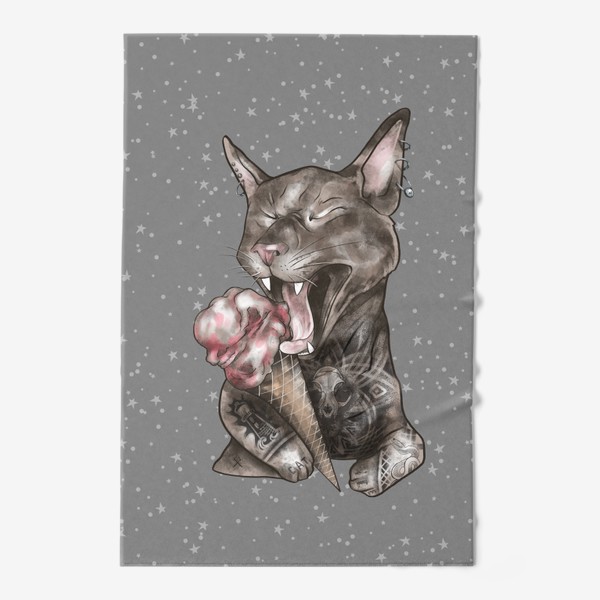 Полотенце «Кот тату ест мороженое »