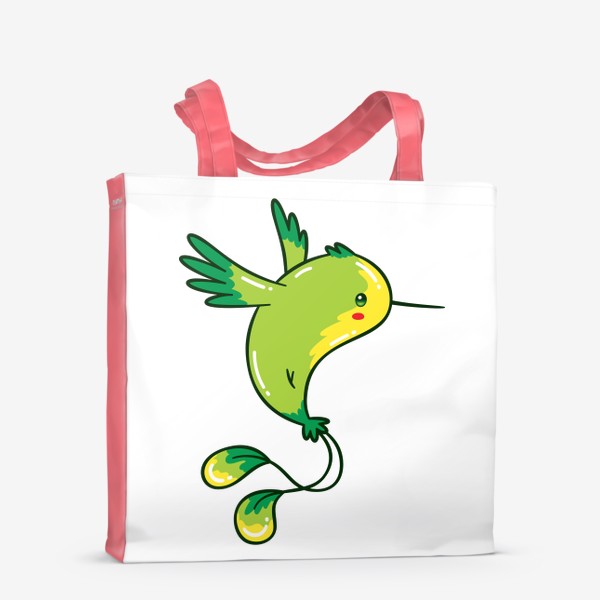 Сумка-шоппер «Кавайная Зеленая Птичка Колибри #2»