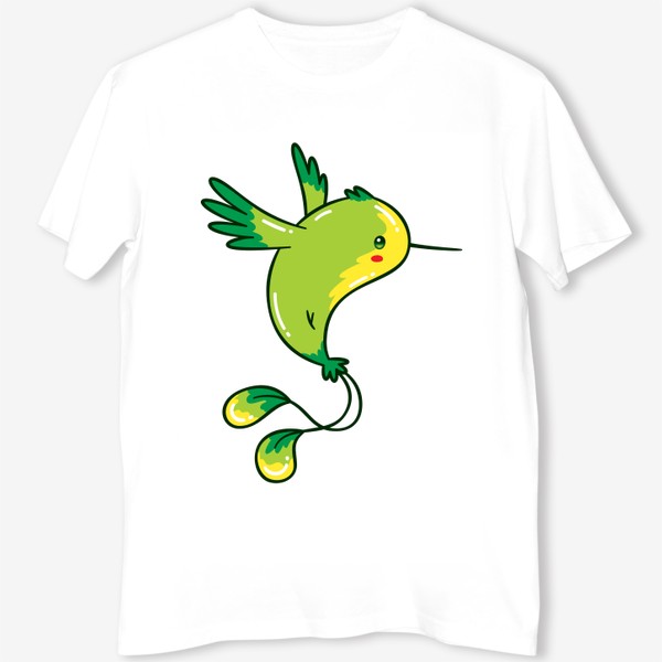 Футболка «Кавайная Зеленая Птичка Колибри #2»