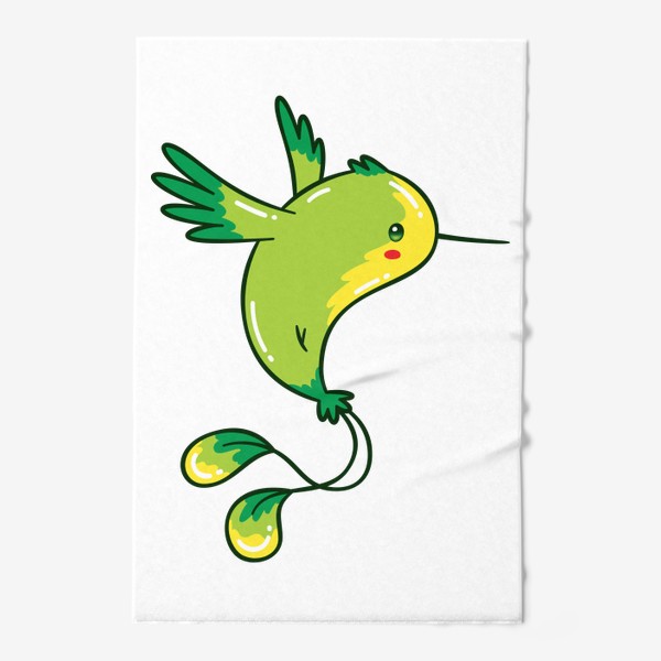 Полотенце «Кавайная Зеленая Птичка Колибри #2»