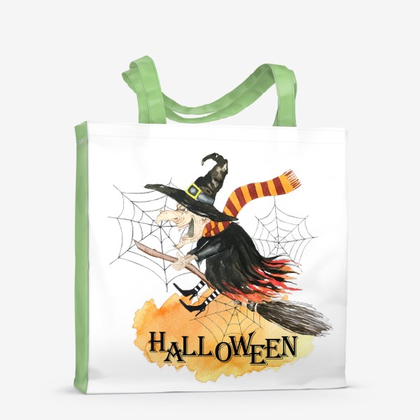 Сумка-шоппер «Хэллоуин,ведьмочка, ведьма, тыквы, осень»