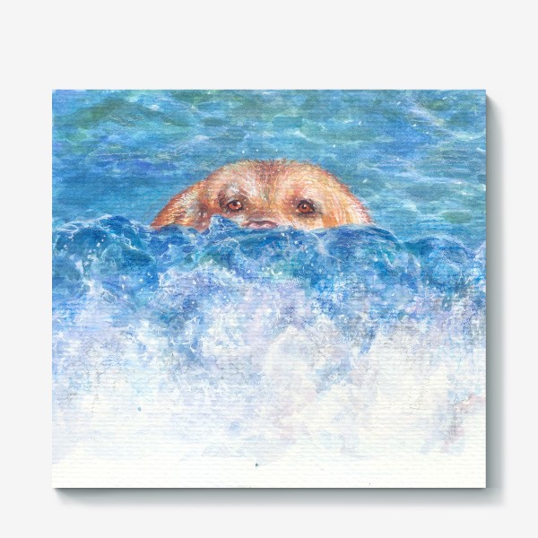 Холст «Волна, море, собака»