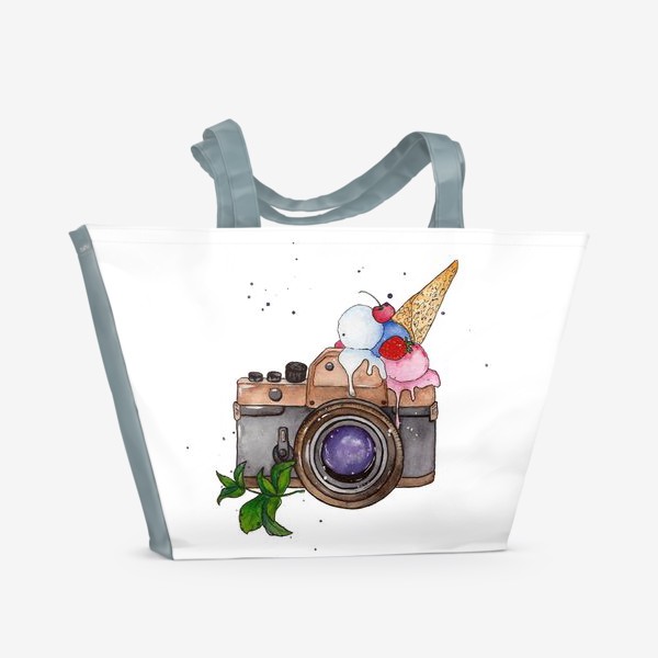 Пляжная сумка «Фотоаппарат и мороженое»