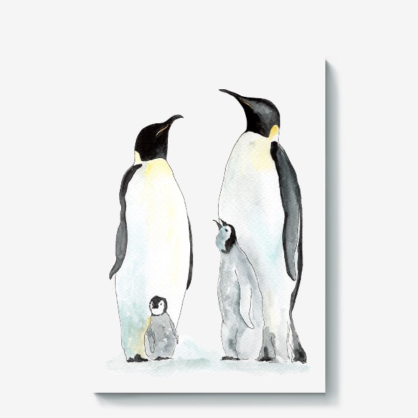 Холст «Пингвины. Дружная семейка.»