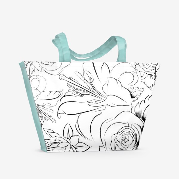Пляжная сумка «Бесшовный паттерн с цветами»