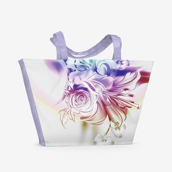 Пляжная сумка «Лилия, роза и орхидея»