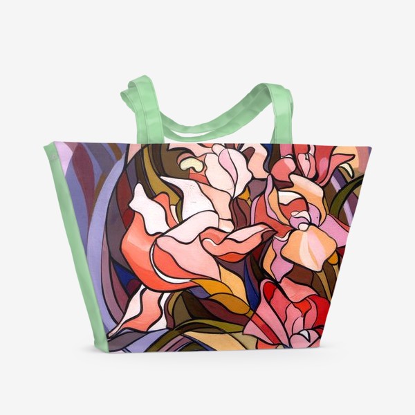 Пляжная сумка «Ирисы в стиле модерн»