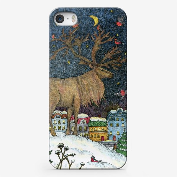 Чехол iPhone «Олень в сказочном городе»