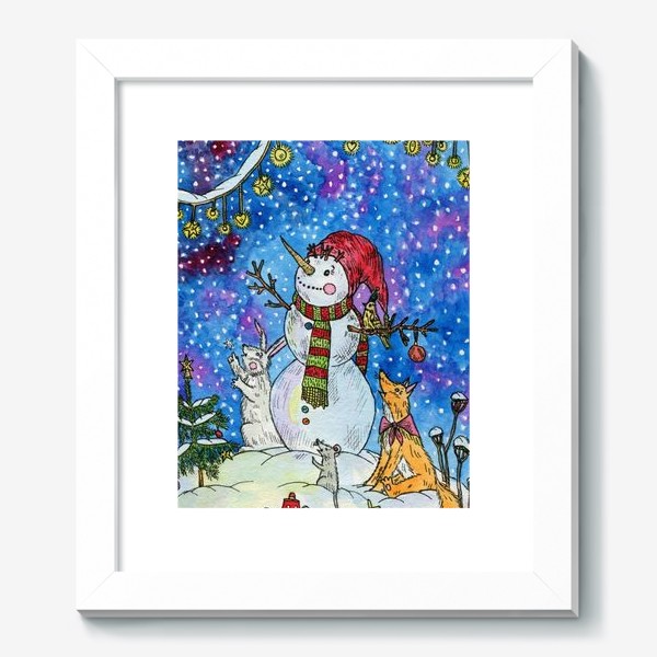 Картина «Веселый снеговик»