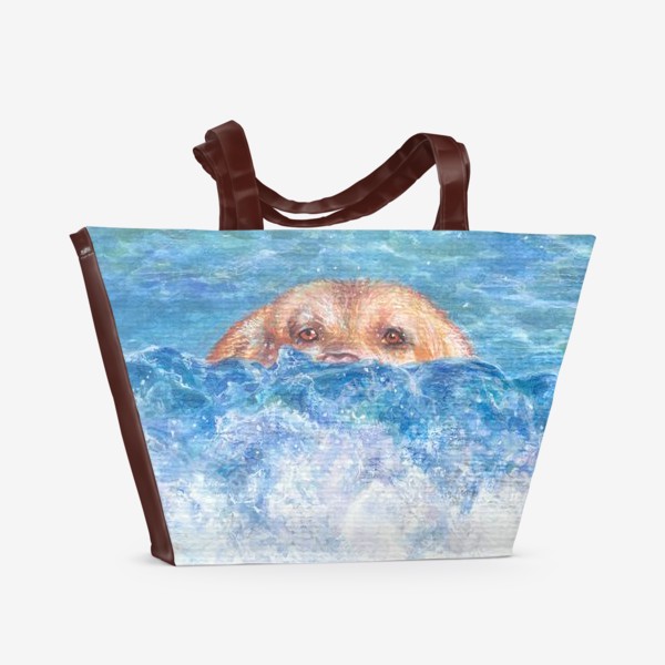 Пляжная сумка «Волна, море, собака»
