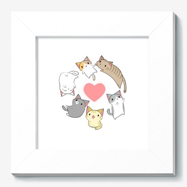 Картина «Кавайные котики с сердечком»
