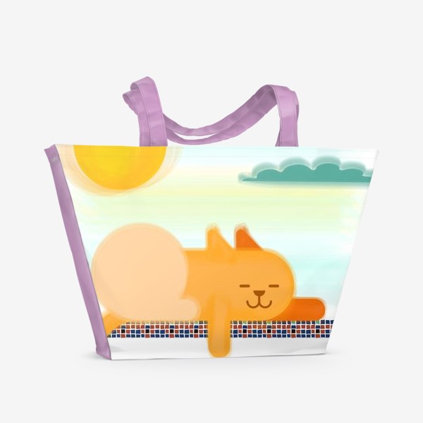 Пляжная сумка «Рыжий кот на солнце»