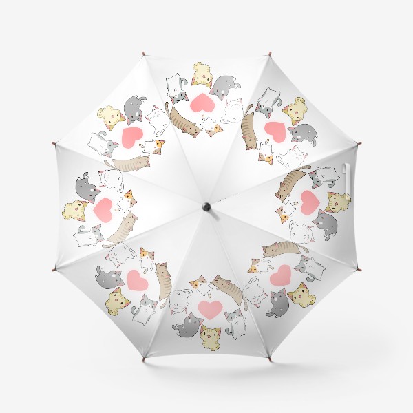 Зонт «Кавайные котики с сердечком»