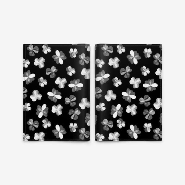 Обложка для паспорта «Белые легкие цветочки на черном»