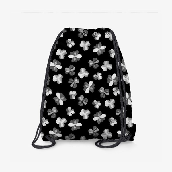 Рюкзак «Белые легкие цветочки на черном»