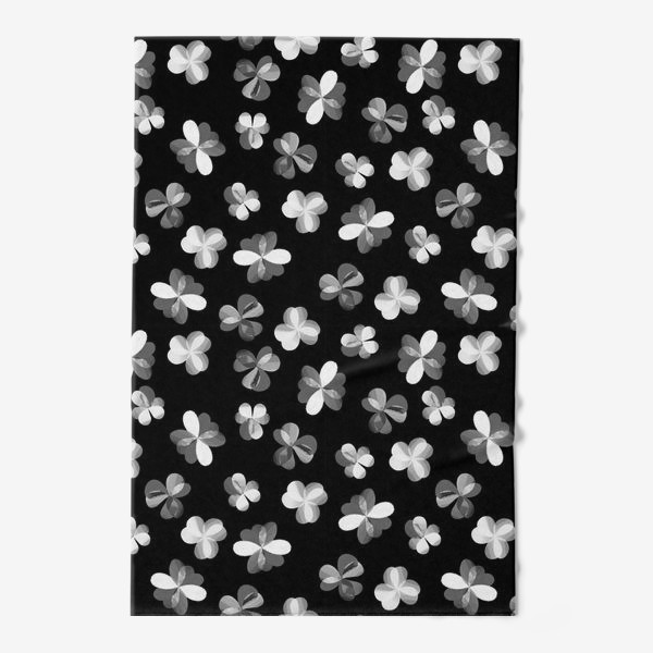 Полотенце «Белые легкие цветочки на черном»