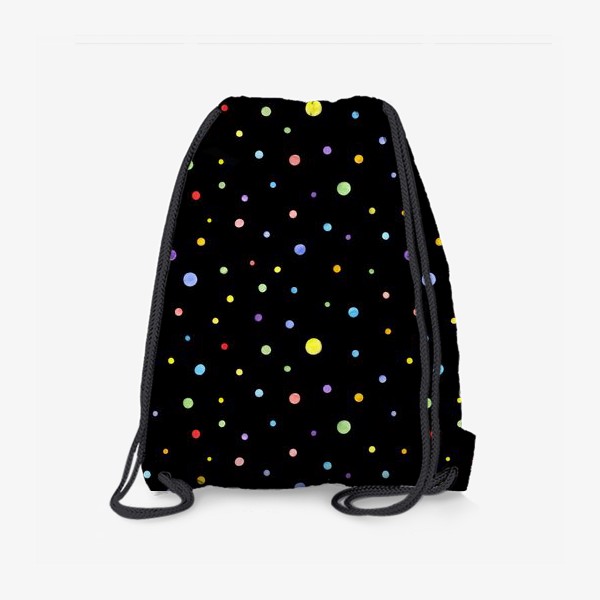 Рюкзак «Радужный горошек (на черном фоне)»