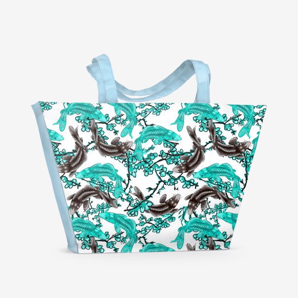 Пляжная сумка «Бирюзовые китайские рыбки»