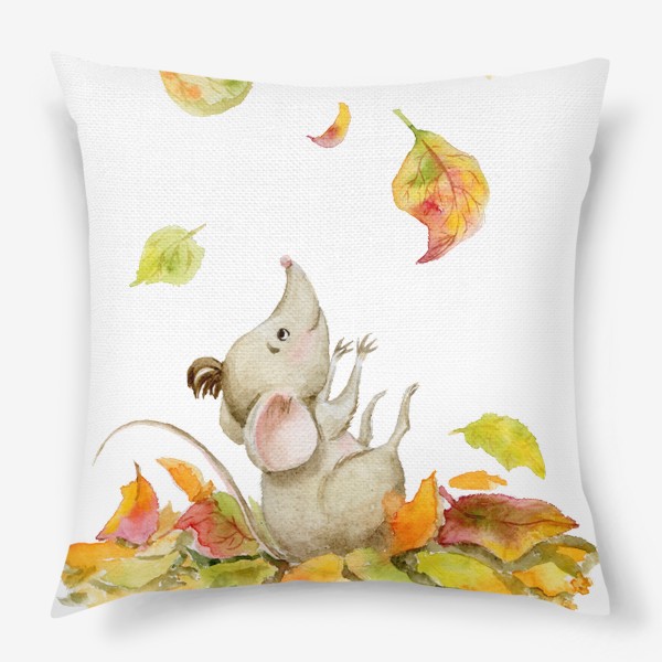 Подушка &laquo;Мышка и листопад.Здравствуй,осень.&raquo;