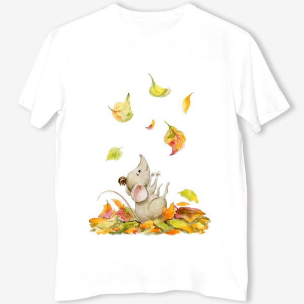 Футболка «Мышка и листопад.Здравствуй,осень.»